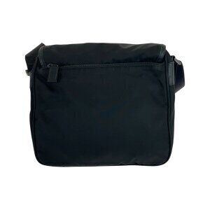Prada Shoulder bag black Tessuto plate logo messenger triangular nylon